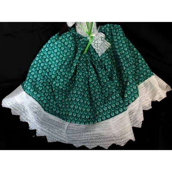 Caribbean Island Style Doll Green Dress Lace Trim Souvenir Ethnic New Orleans - Picture 5 of 12